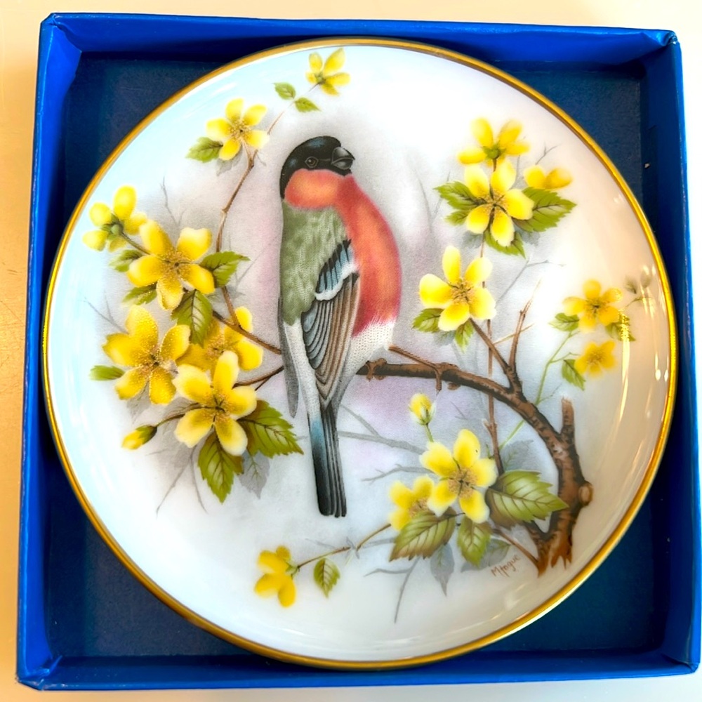NEW in box porcelain coaster, 4" plate, trinket dish- Red Robin